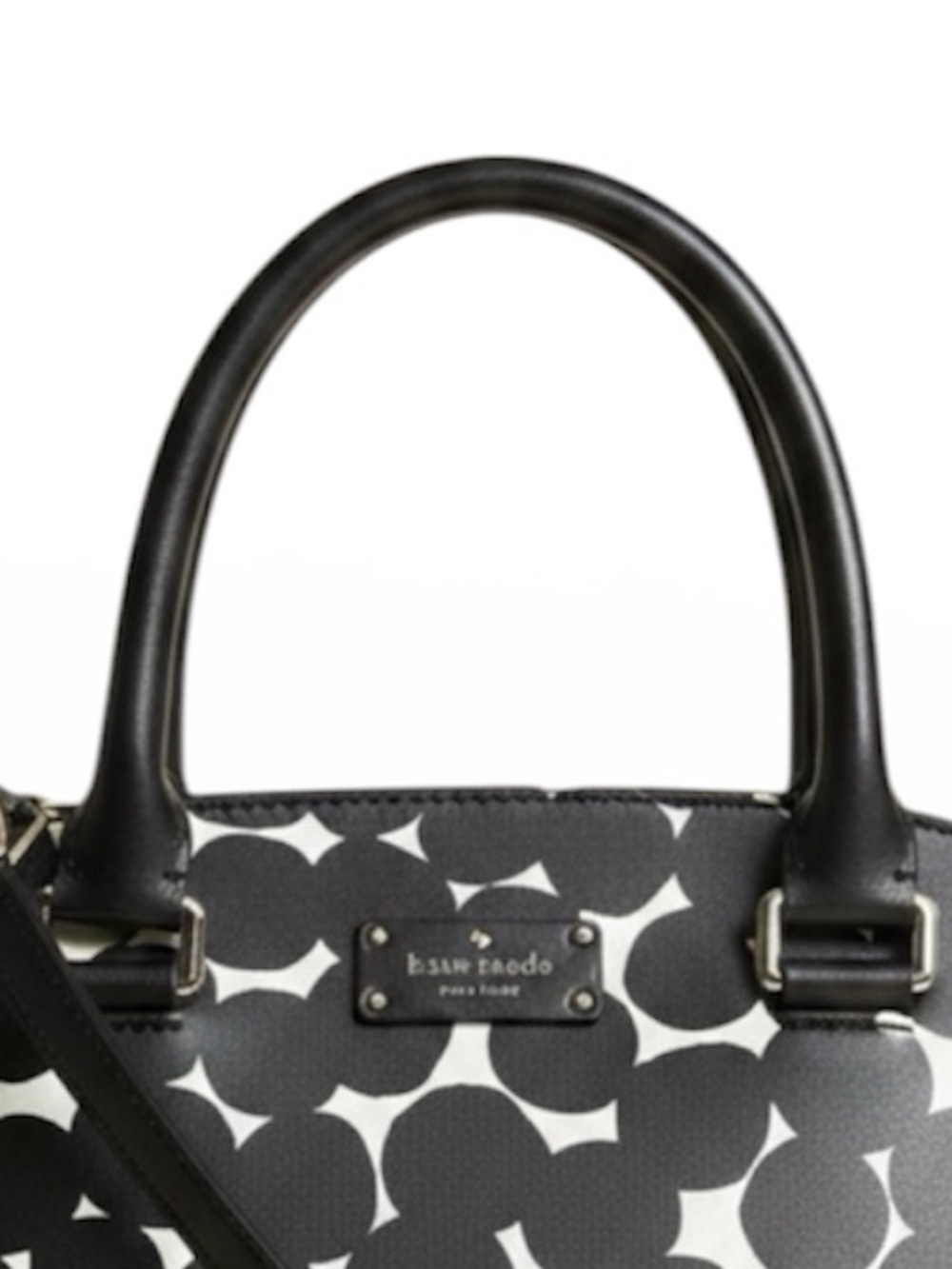 ✨ Kate Spade Geo Print Dome Satchel Crossbody Black White NWOT - Picture 6 of 12
